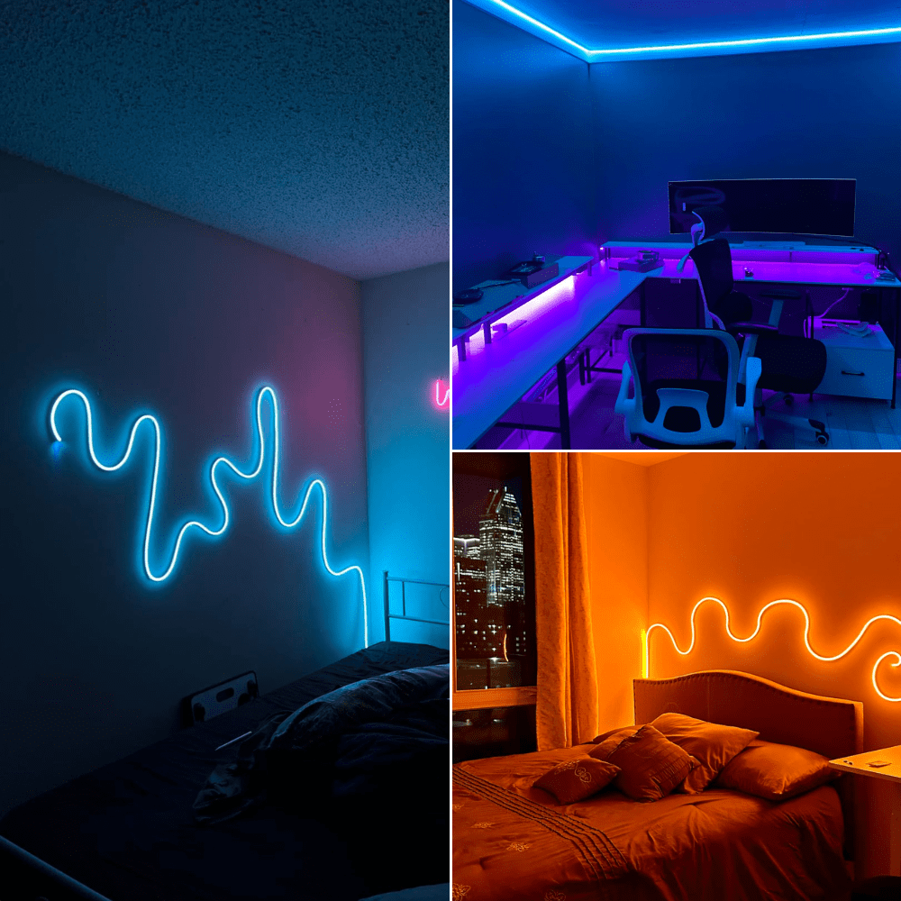 Neon LED Strip Lights 16.4ft Smart LED Rope Lights with App & Remote Control, IP67 Waterproof & Music Sync Gaming RGB Neon Strip Lights for Bedroom Indoor ZOOBERS