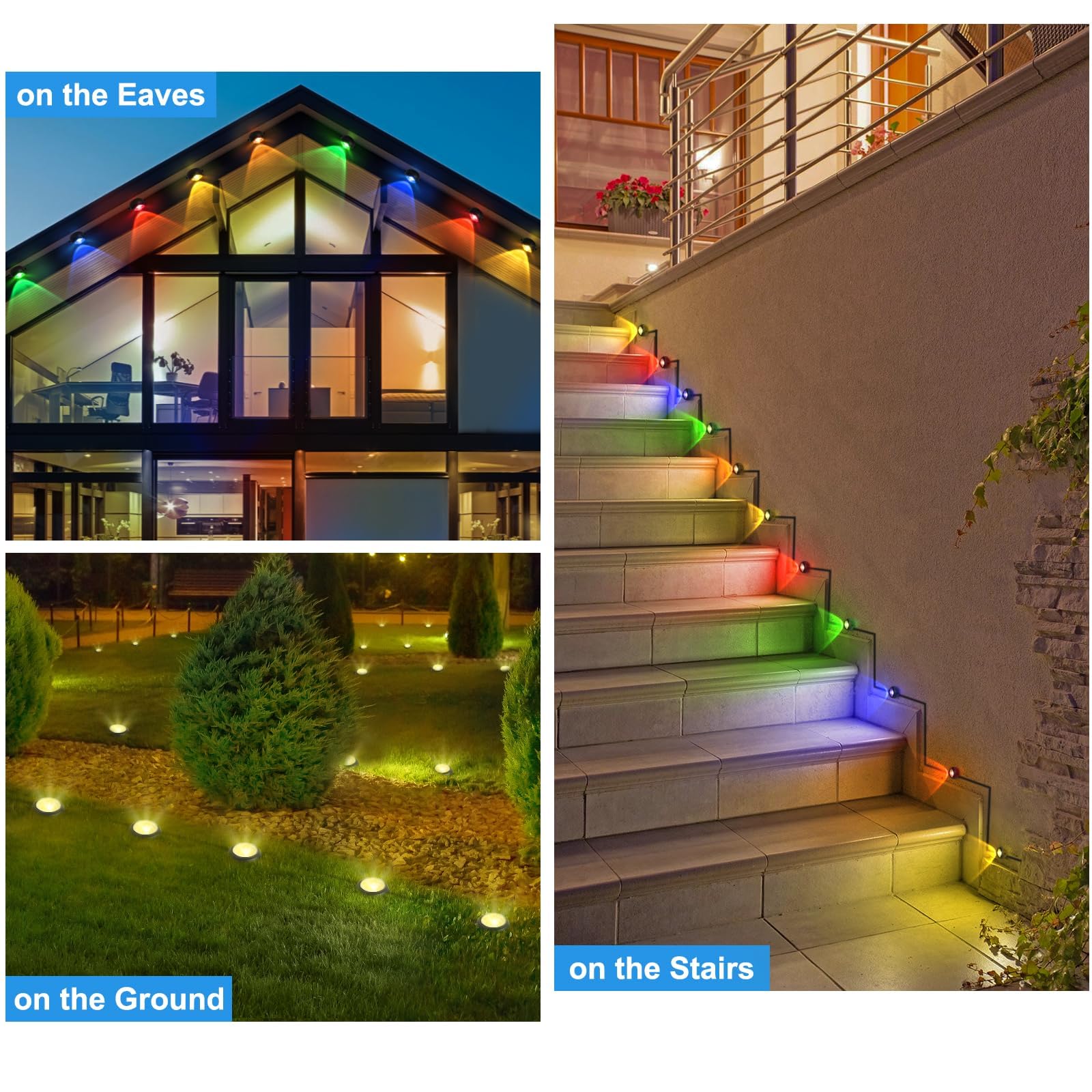 Permanent Outdoor Lights 48 ft/14.5 m RGBIC LED String, 20 LED Warm White Eave Lights, Remote Control - IP67 Waterproof with 75 Scene Modes for Outdoor Decorations ZOOBERS