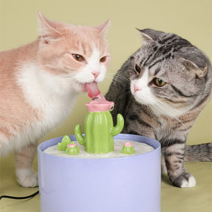 1.5L Cactus Ceramic Cat Water Fountain Water Fountain ZOOBERS