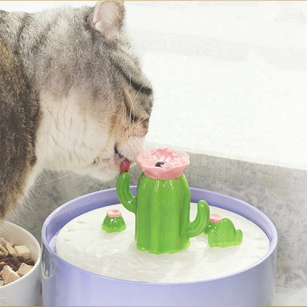 1.5L Cactus Ceramic Cat Water Fountain ZOOBERS