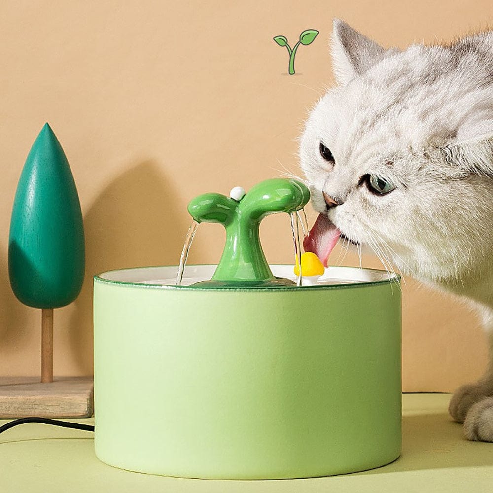 1.5L Tree Like Ceramic Cat Water Fountain Water Fountain ZOOBERS