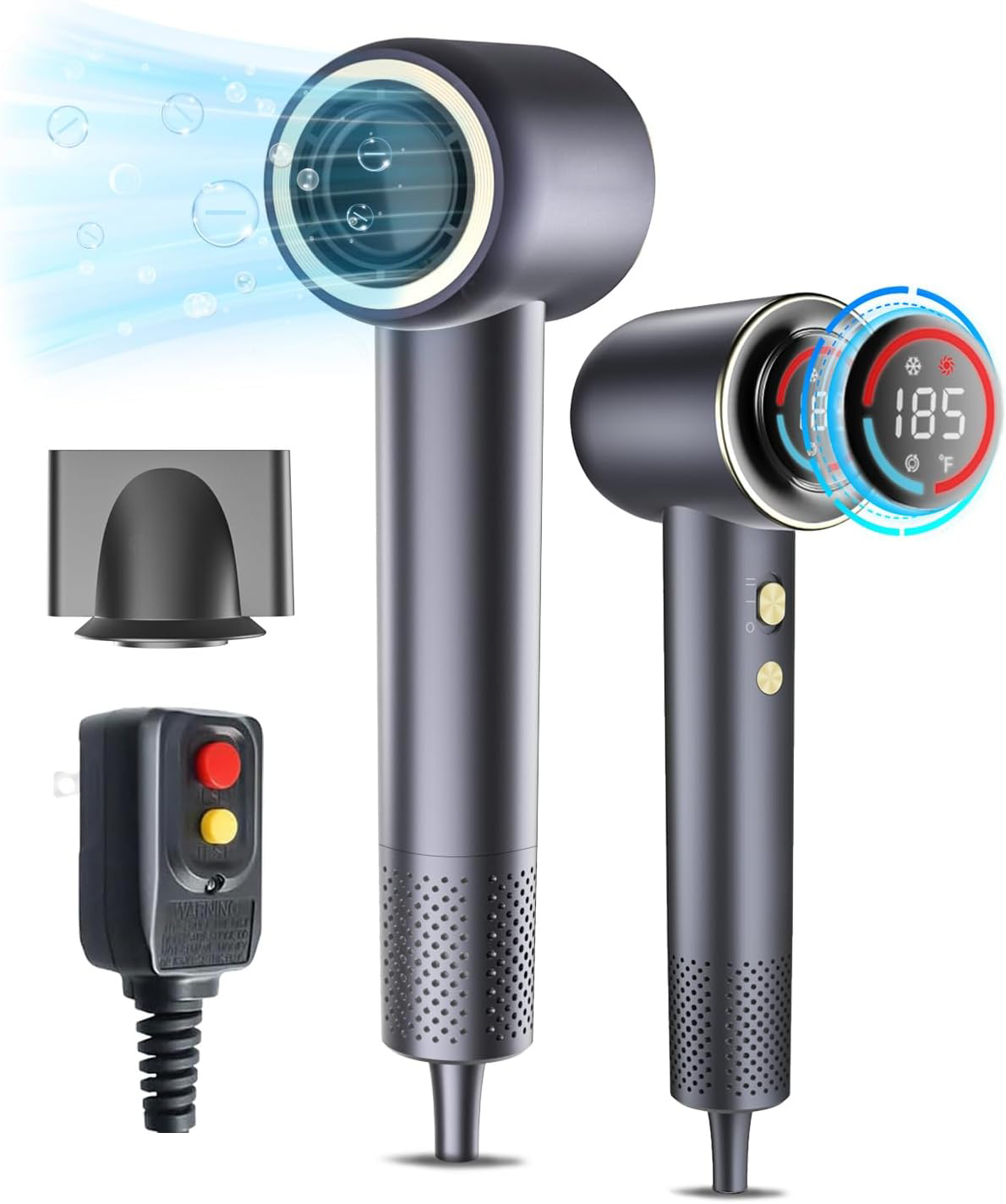 Professional High-Speed Hair Dryer – 400 Million Negative Ions, 140,000 RPM Brushless Motor, 1400W Fast Drying, Low Noise & HD Display