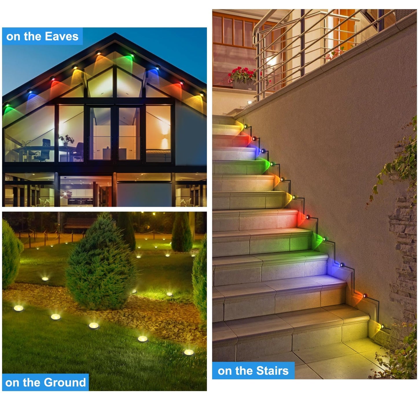 Permanent Outdoor Lights 48 ft/14.5 m RGBIC LED String, 20 LED Warm White Eave Lights, Remote Control - IP67 Waterproof with 75 Scene Modes for Outdoor Decorations ZOOBERS