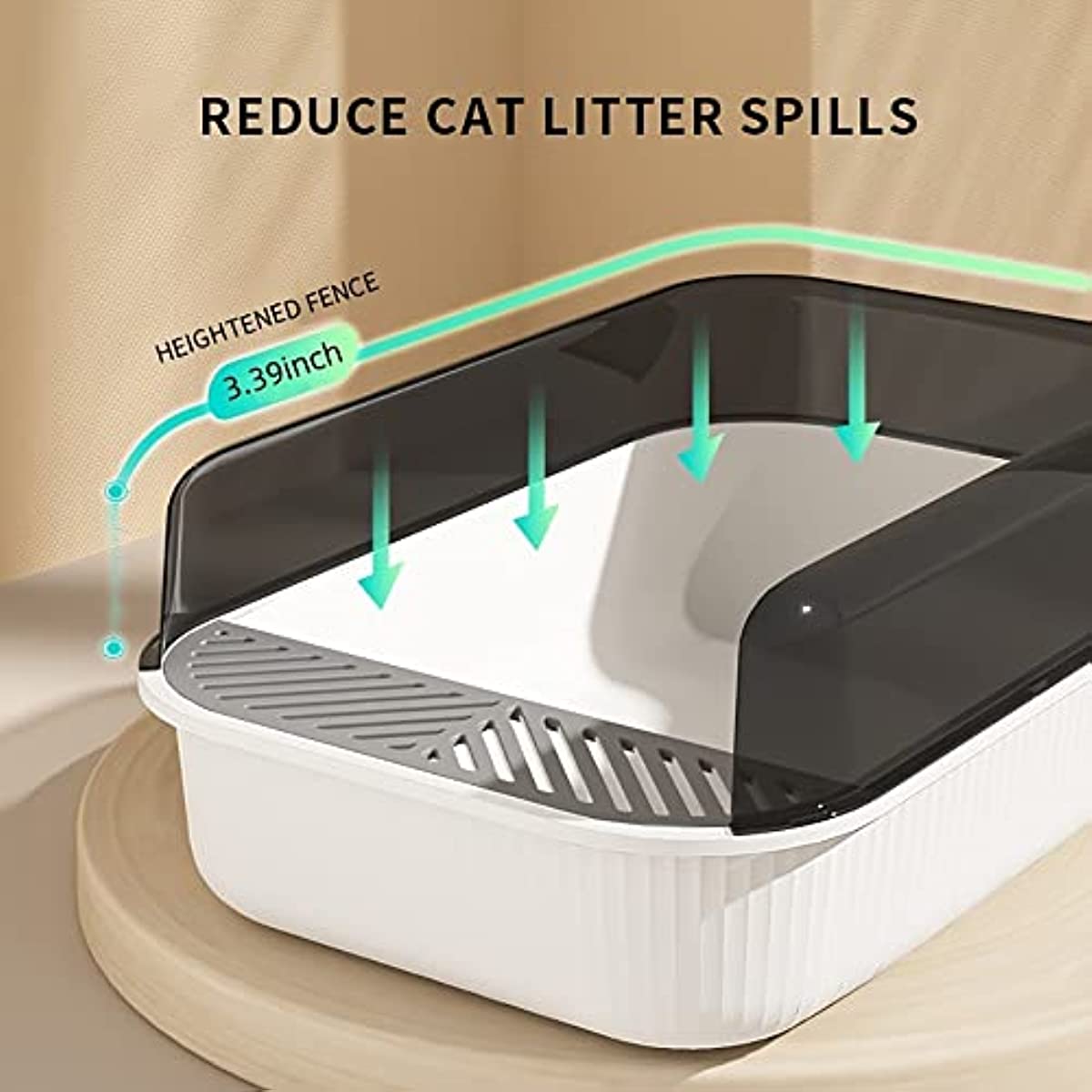 Retro-Style Extra Large Cat Litter Box with Anti-Splash High Sides & Scoop (50x34x18 cm) ZOOBERS