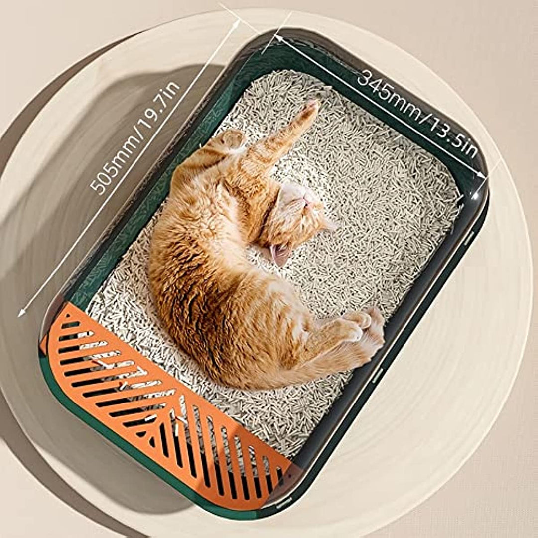 Retro-Style Extra Large Cat Litter Box with Anti-Splash High Sides & Scoop (50x34x18 cm) ZOOBERS