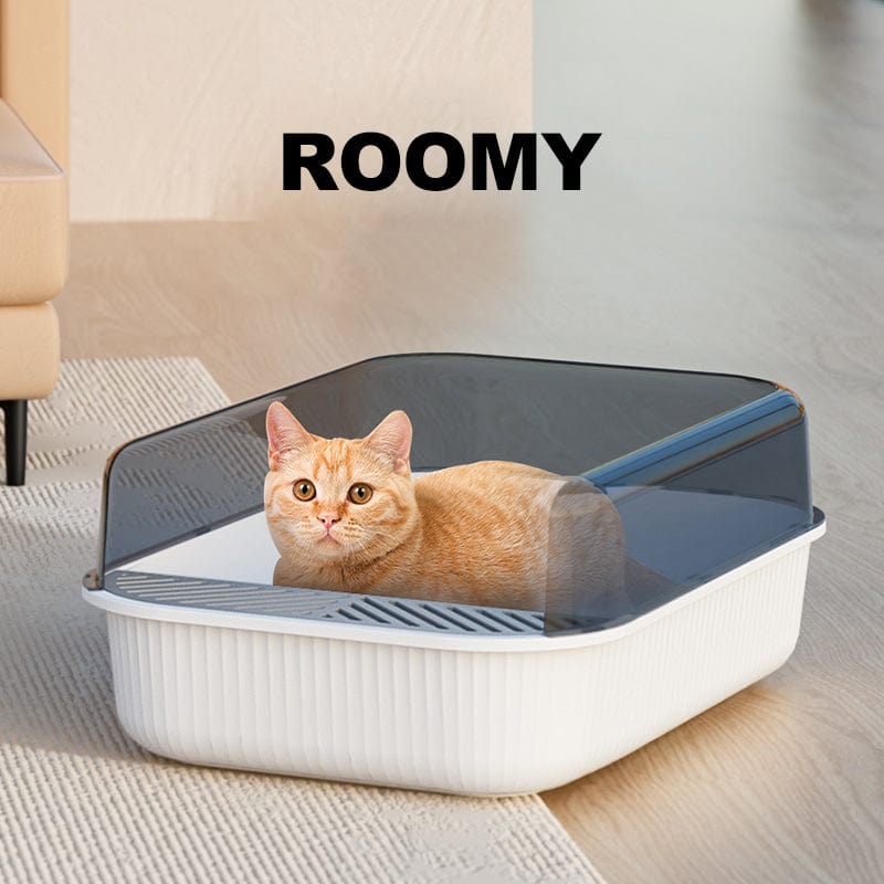 Retro-Style Extra Large Cat Litter Box with Anti-Splash High Sides & Scoop (50x34x18 cm) ZOOBERS