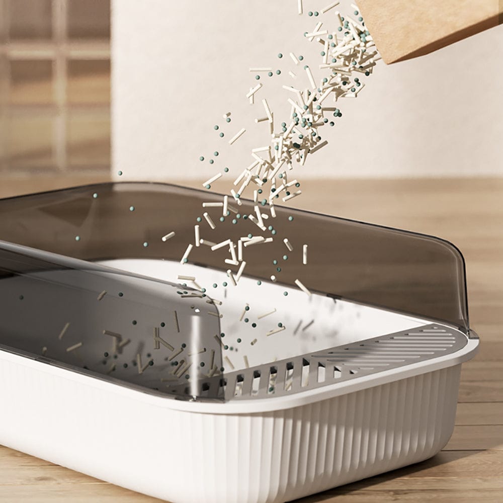 Retro-Style Extra Large Cat Litter Box with Anti-Splash High Sides & Scoop (50x34x18 cm) ZOOBERS