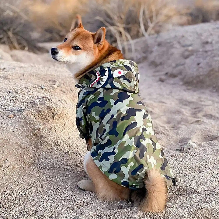 ZOOBERS Camouflage Dog Windbreaker Stylish Dog Rain Jacket Water Resistant with Reflective Stripes Hooded Raincoat For   Dog S ZOOBERS