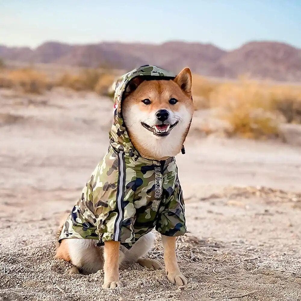 ZOOBERS Camouflage Dog Windbreaker Stylish Dog Rain Jacket Water Resistant with Reflective Stripes Hooded Raincoat For   Dog ZOOBERS