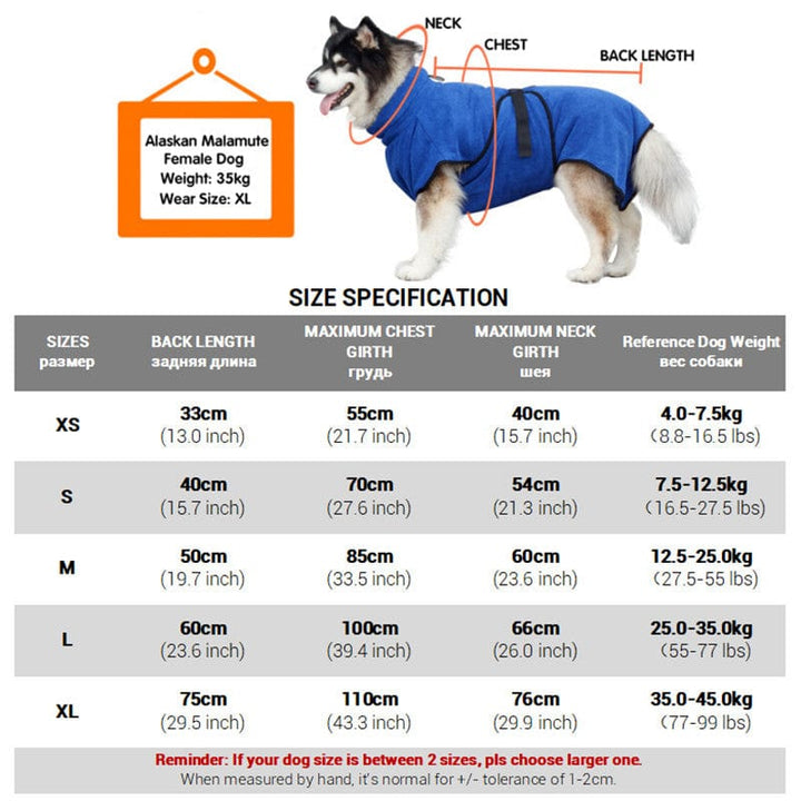 Dog Drying Coat With Turndown Collar LawrenceMarket